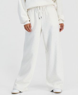 Juniors' Rhinestone Wide Drawstring Pants