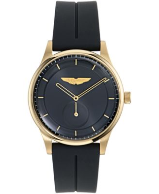 Men's Quartz Three-Hand Round Black Silicone Strap Watch 40mm