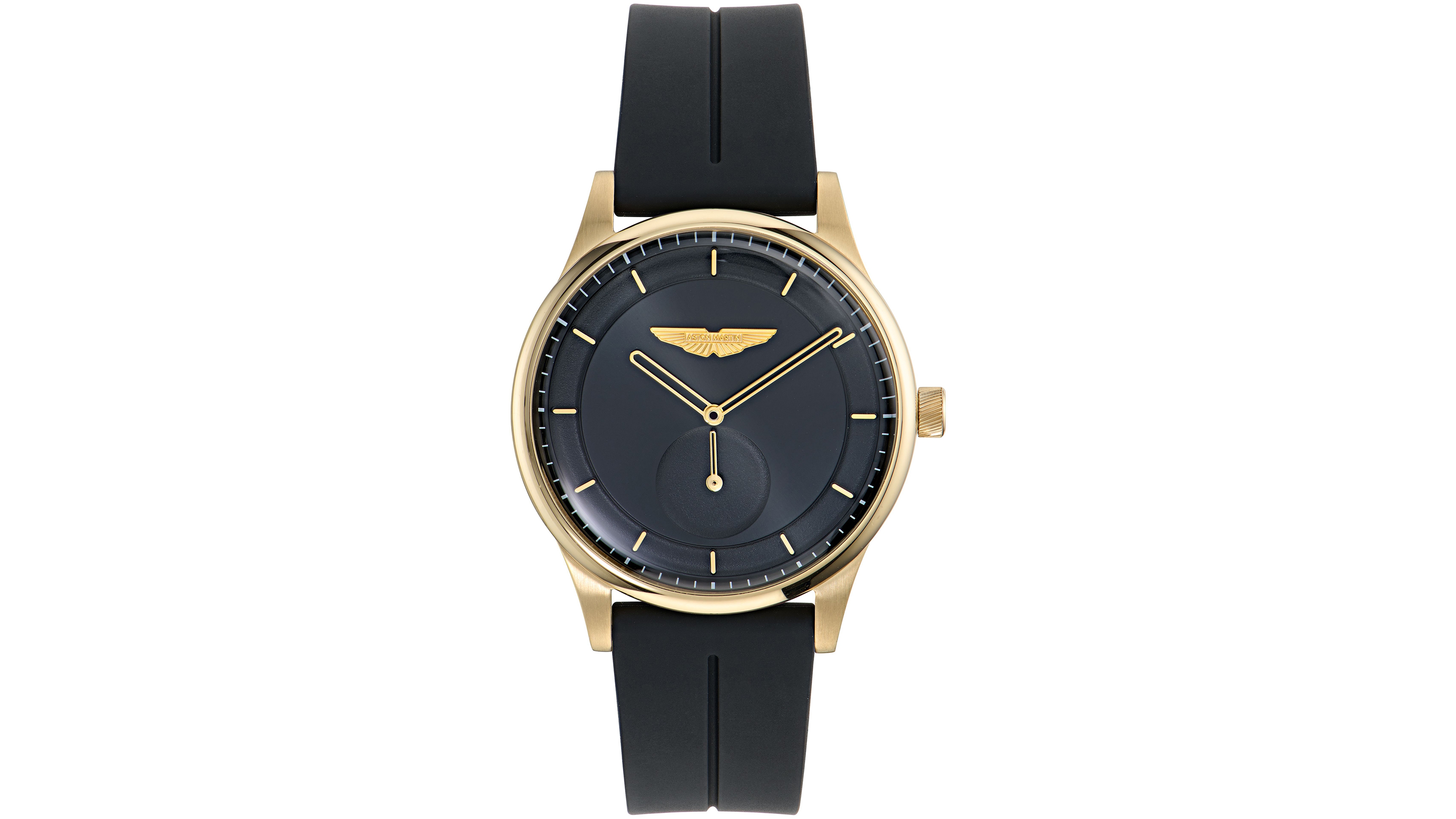 Aston Martin Men's Quartz Three-Hand Round Black Silicone Strap Watch 40mm