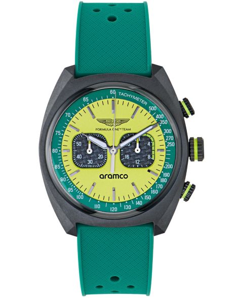 Мужские часы Aston Martin Quartz Three-Hand Round Green Silicone Strap Watch 43mm