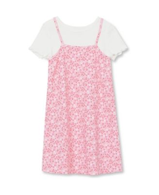 Girls Slip Dress With Ribbed Knit Tee Set