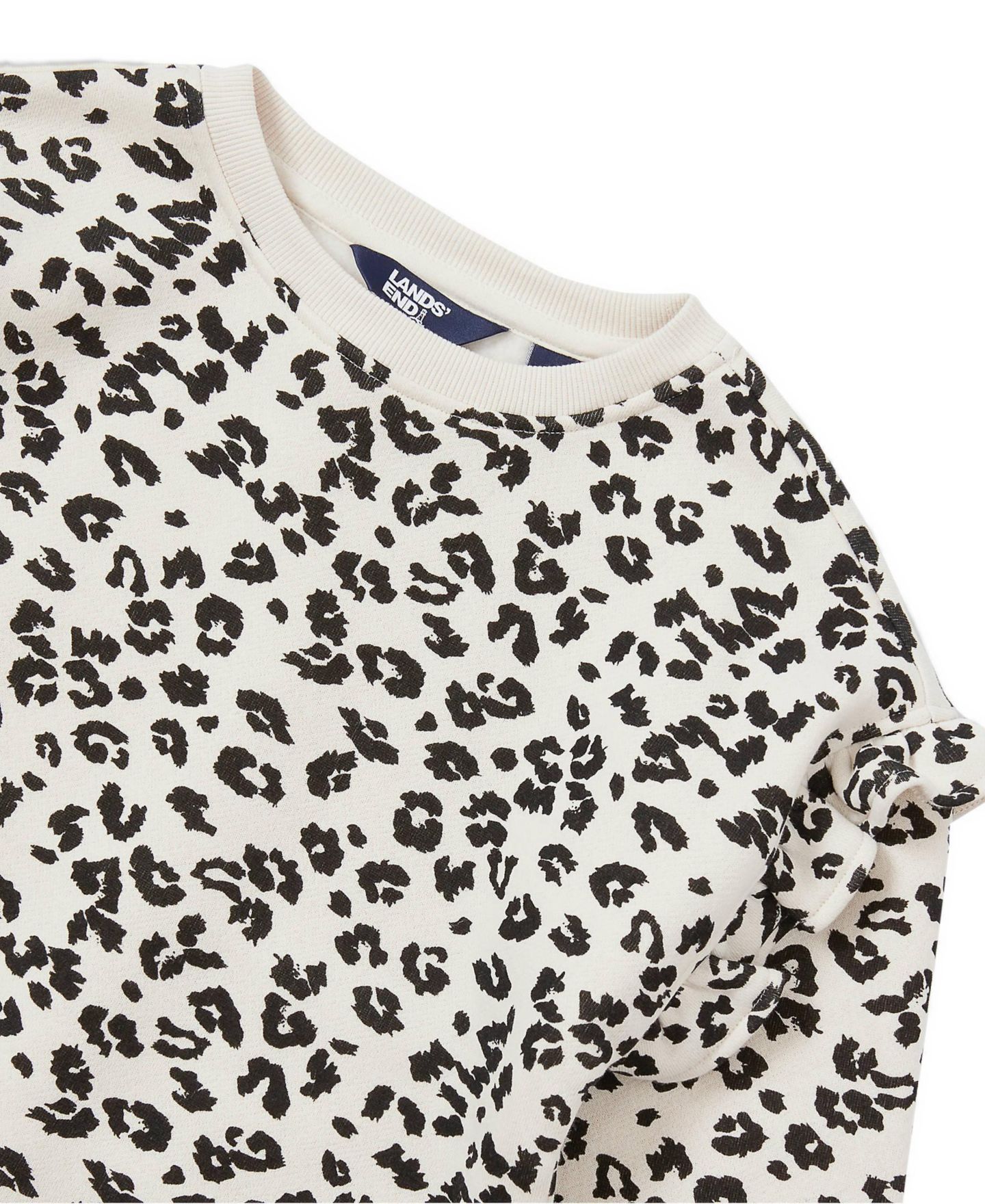 Толстовка Lands' End Long Sleeve Ruffle для девочек, цвет: Cheetah/Putty — фото 2