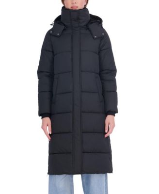 Women's Long Hooded Faux Fur Trimmed Puffer Coat