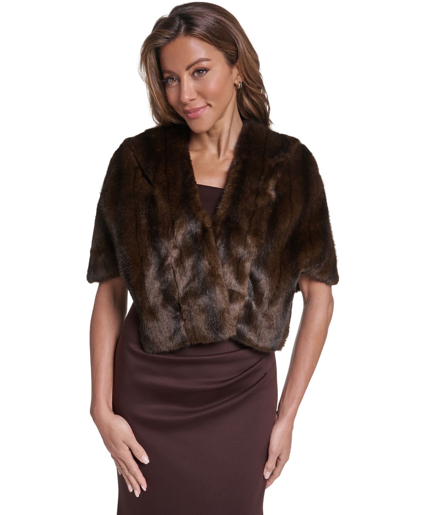 Женские болеро Eliza J Faux-Fur Shrug, цвет: Mnk — фото 1