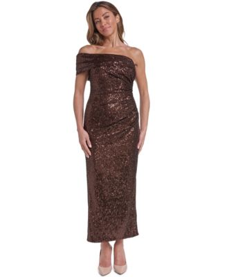 Women's Sequin Ruched One-Shoulder Sheath Dress