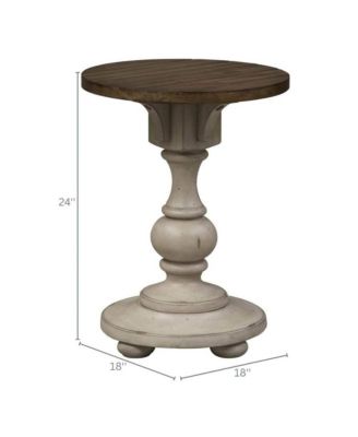 Accent Table for Entryway with Antique Finish and Round Top