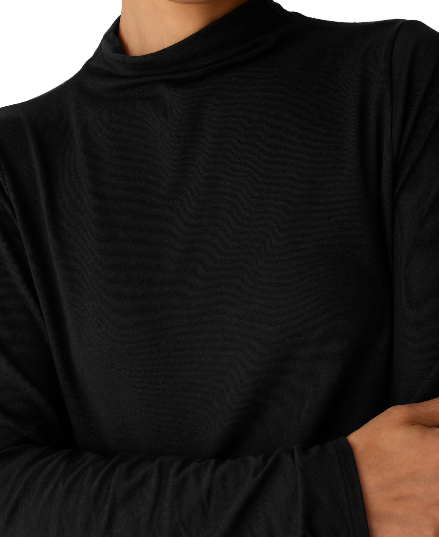 Женская футболка Eileen Fisher Funnel-Neck Long-Sleeve, цвет: Чёрный — фото 3