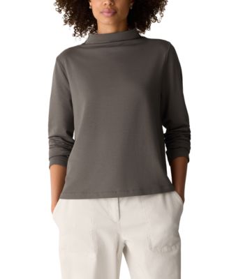 Women's Brushed-Fleecy Funnel Neck Long-Sleeve Top