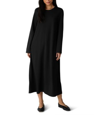 Petites Extra-Fine Ponte Long-Sleeve Midi Crewneck Dress