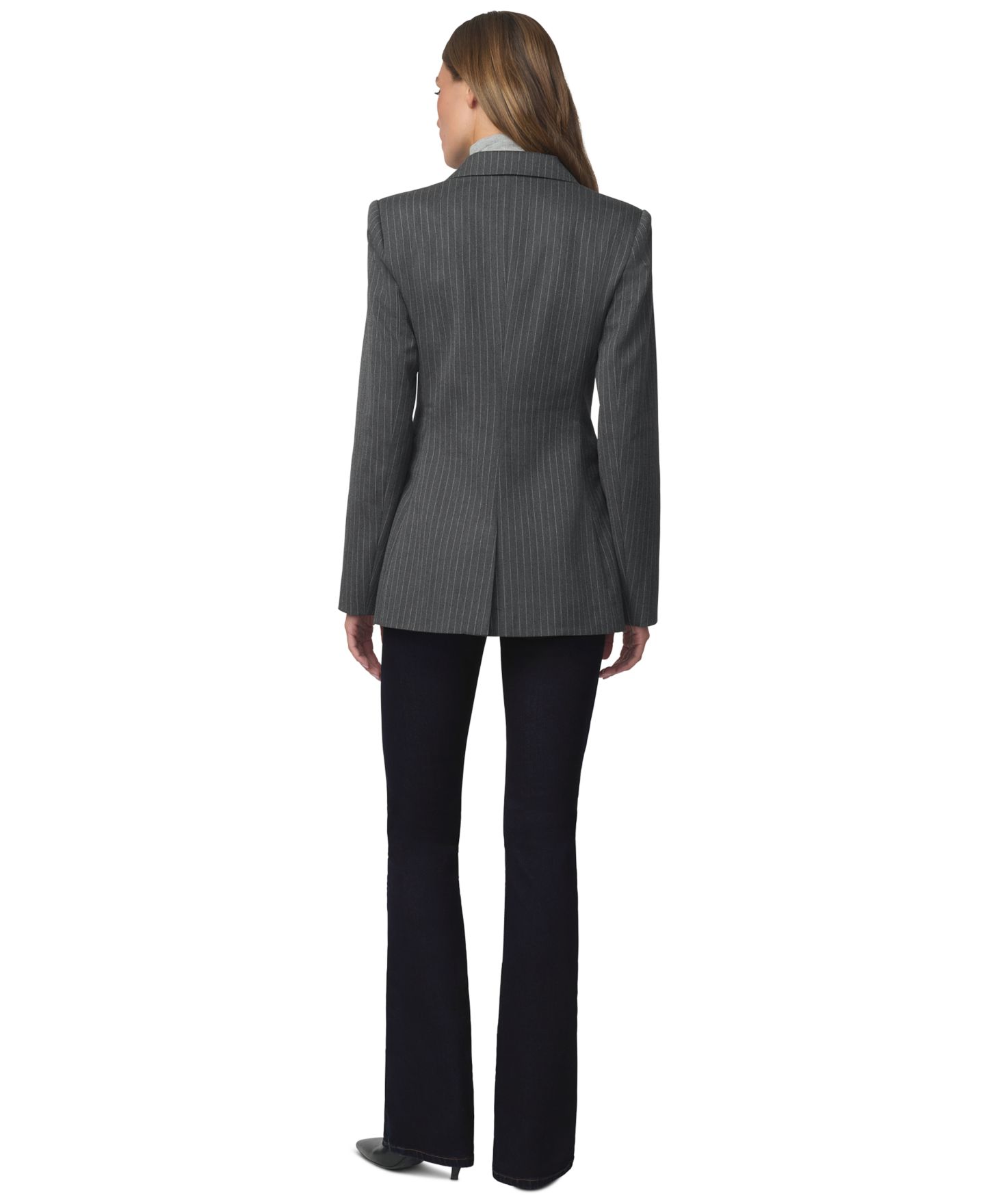 Женский пиджак Joe's Jeans Mecah Pinstripe Polyester/Wool-Blend Unlined Blazer, цвет: Угольный — фото 5
