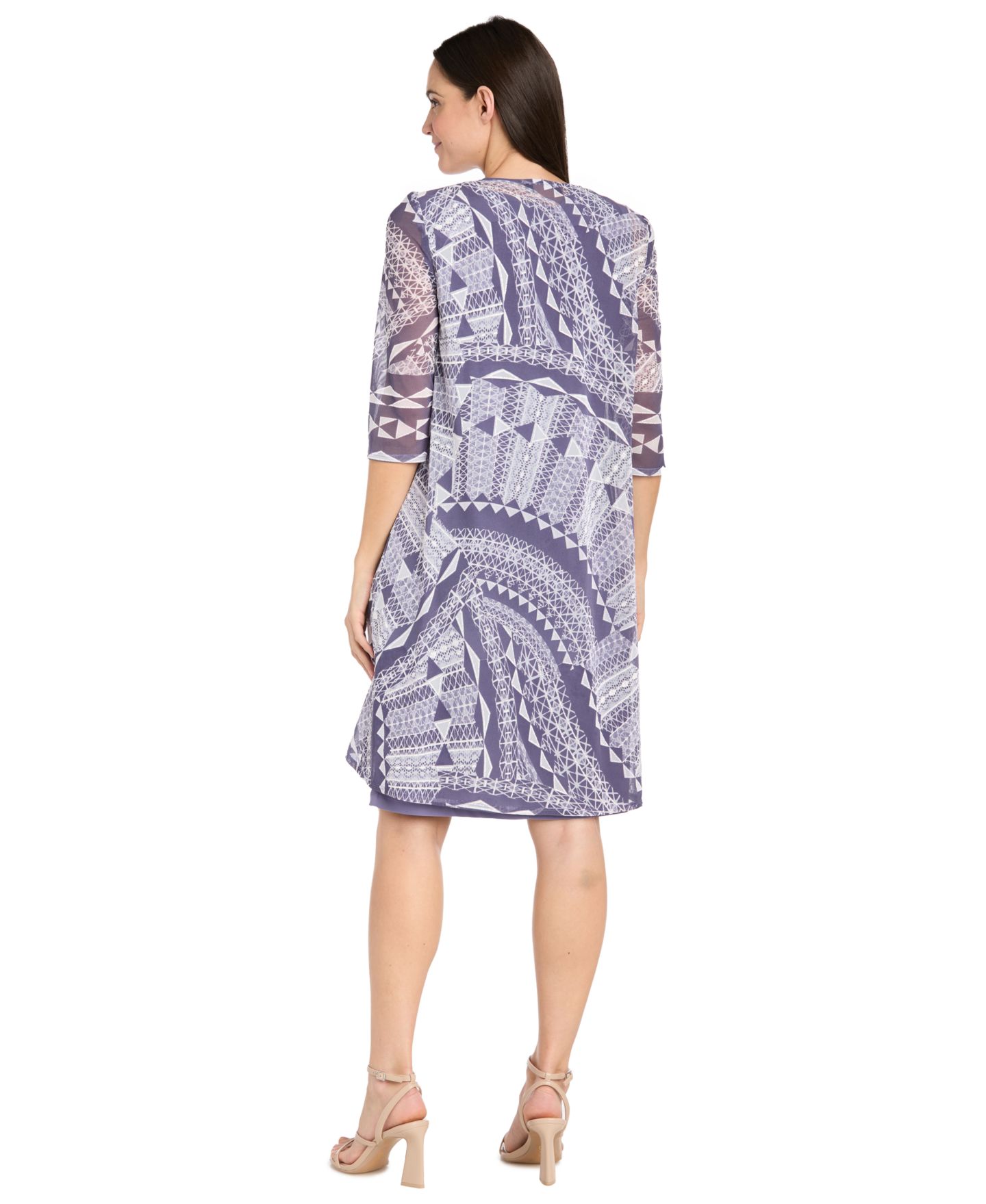 Женские платья R & M Richards Petite Two Piece Printed Scoop Neck Sleeveless A-Line 2-Piece Dress and Jacket, цвет: Лавандовый — фото 5