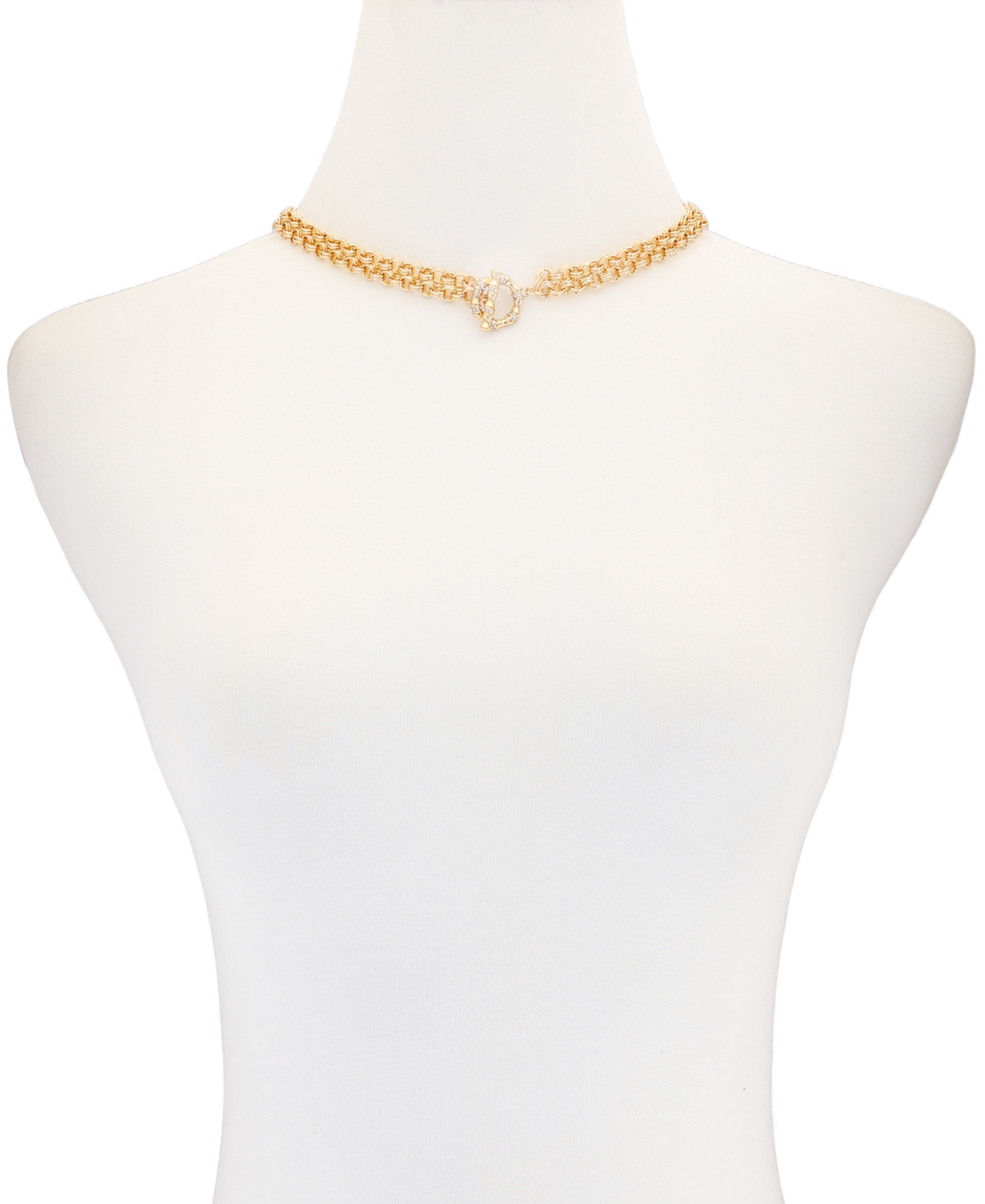 Guess Gold-Tone Crystal Toggle Necklace