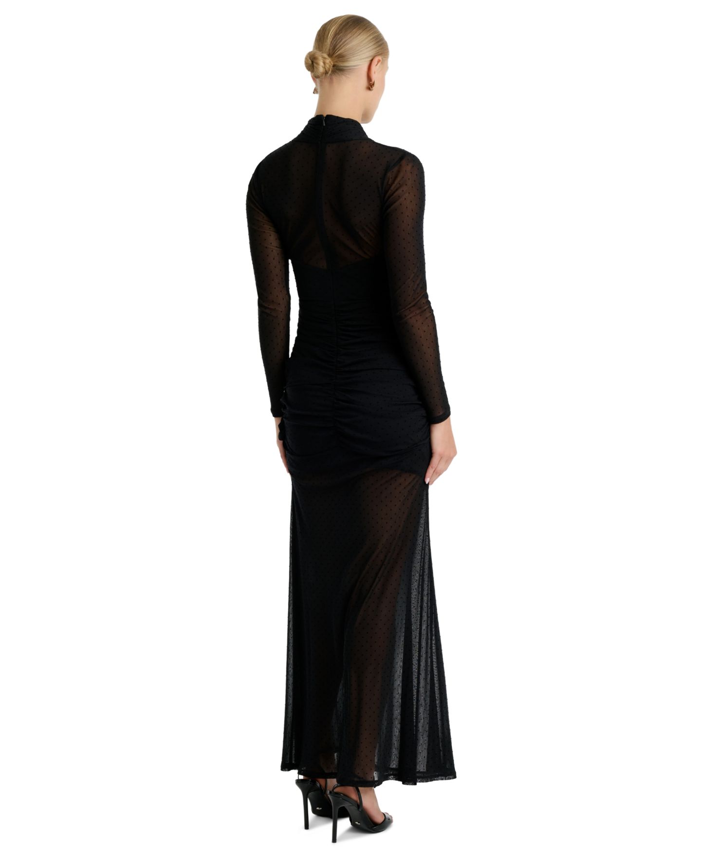 Женское платье Bardot Veria Long-Sleeve Mesh Maxi, цвет: Чёрный — фото 5