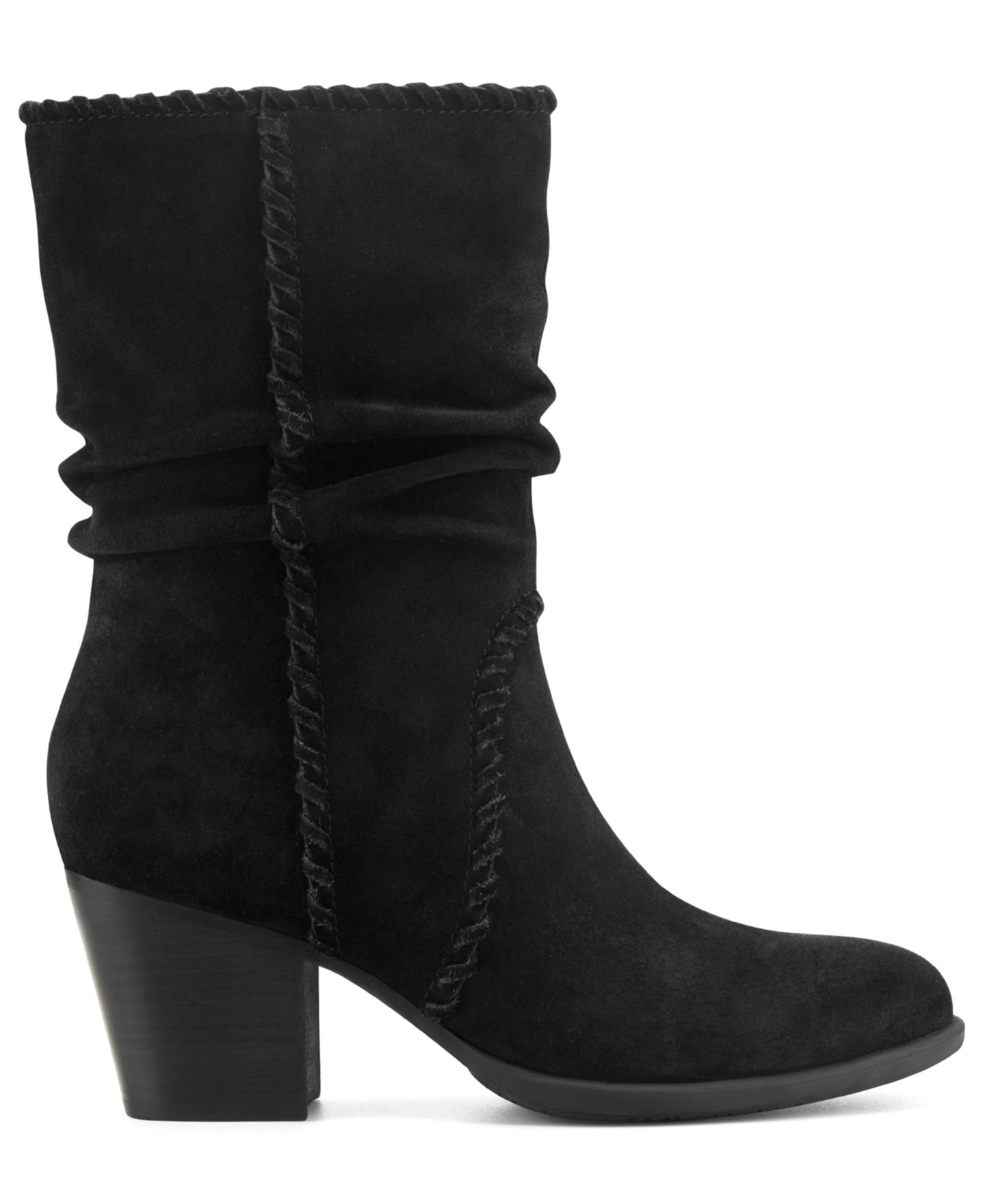 Женские ботинки Earth Venla Suede Slouch Whipstitch Block Heel, цвет: Чёрный замшевый — фото 2