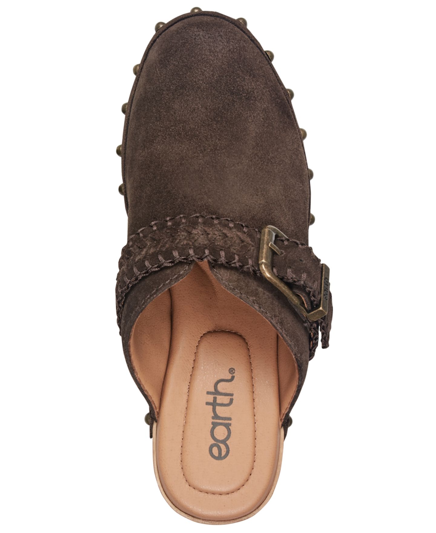 Женские сабо Earth Gilly Suede Studded Block Heel, цвет: Тёмный коричневый замшевый — фото 4