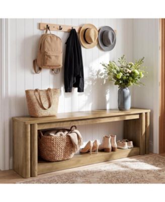 70.8-Inch Long Entryway Shoe Bench, 2-Tier