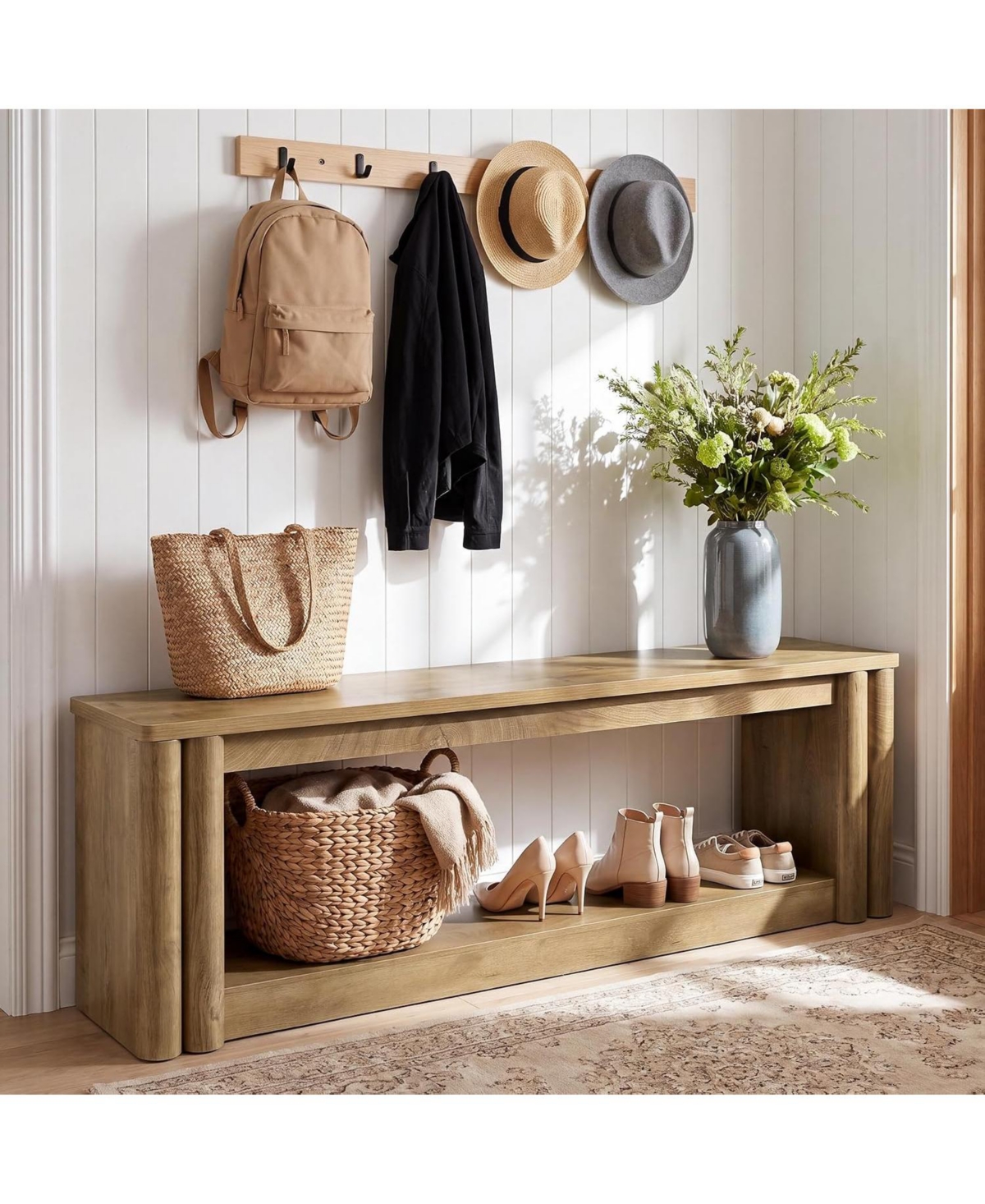 Tribesigns 70.8-Inch Long Entryway Shoe Bench, 2-Tier
