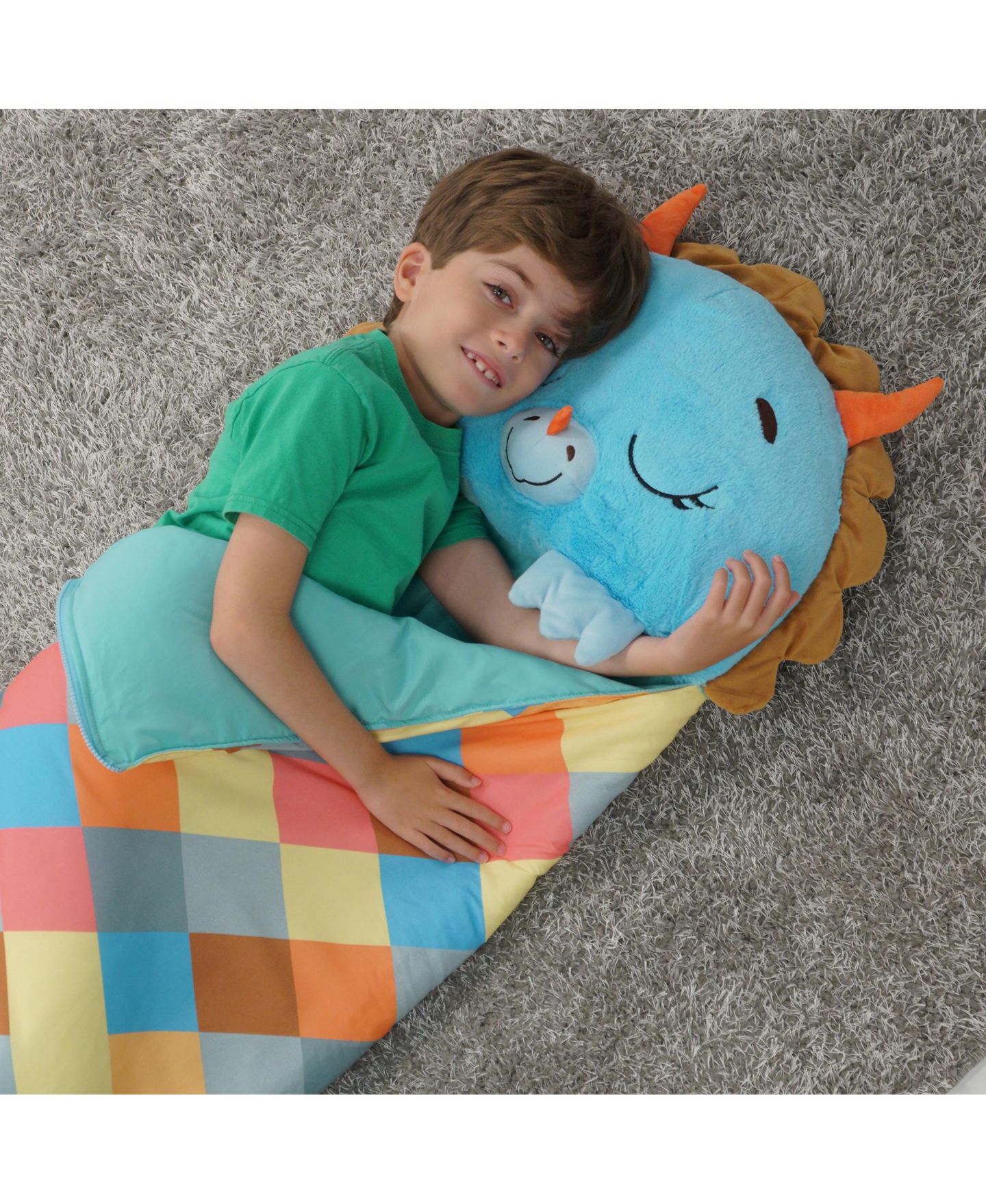 Детские мягкие игрушки Happy Nappers Triceratops Timmy Medium Pillow and Sleep Sack, цвет: Синий — фото 6