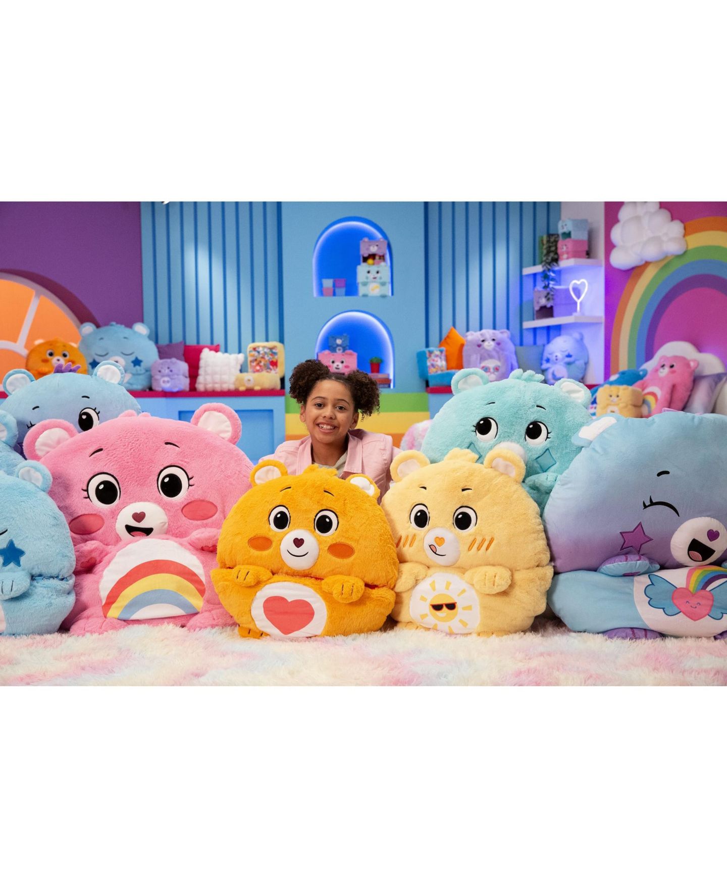 Детская мягкая игрушка Happy Nappers Care Bears Bedtime Bear Medium Weighted-Arms Pillow and Sleep Sack Plush — фото 9