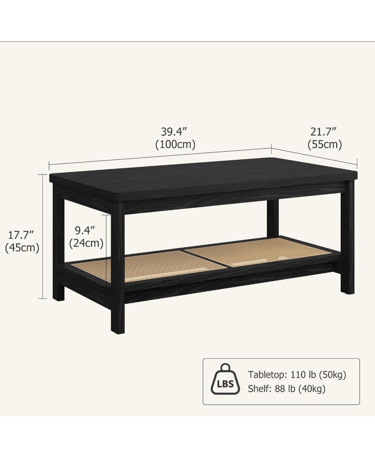 gaomon Living Room Table Set of 2, 62" Rattan Tv Stand Fits 65" and 2-Tier Coffee