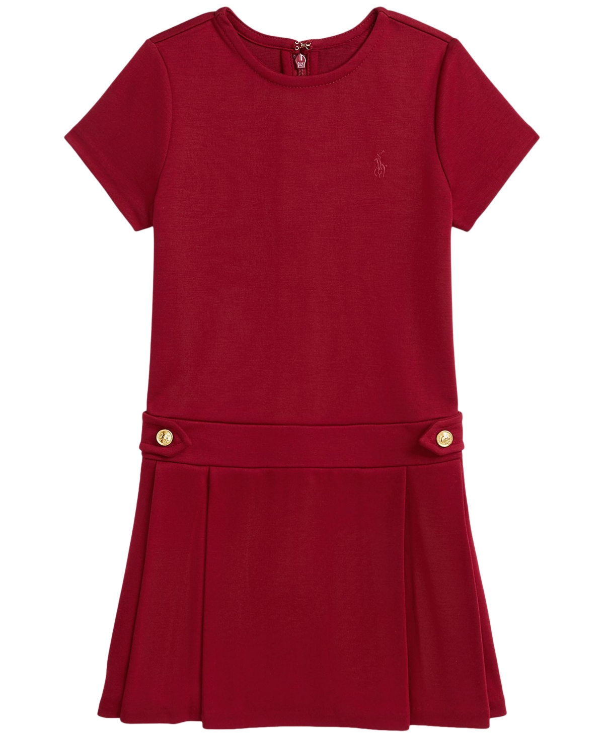Polo Ralph Lauren Girls' 2T-6X Pleated Ponte Short-Sleeve Dress