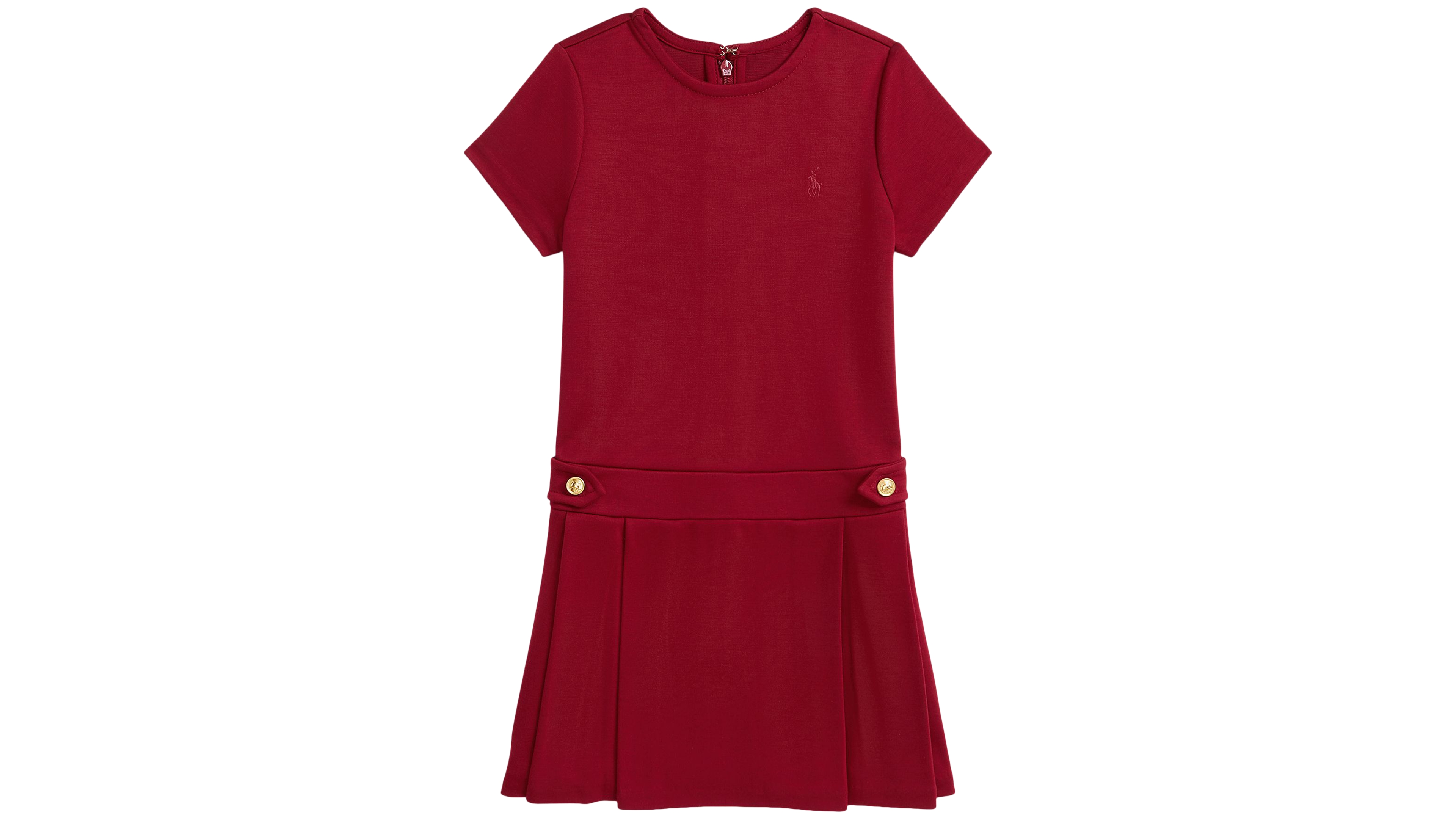 Polo Ralph Lauren Girls' 2T-6X Pleated Ponte Short-Sleeve Dress