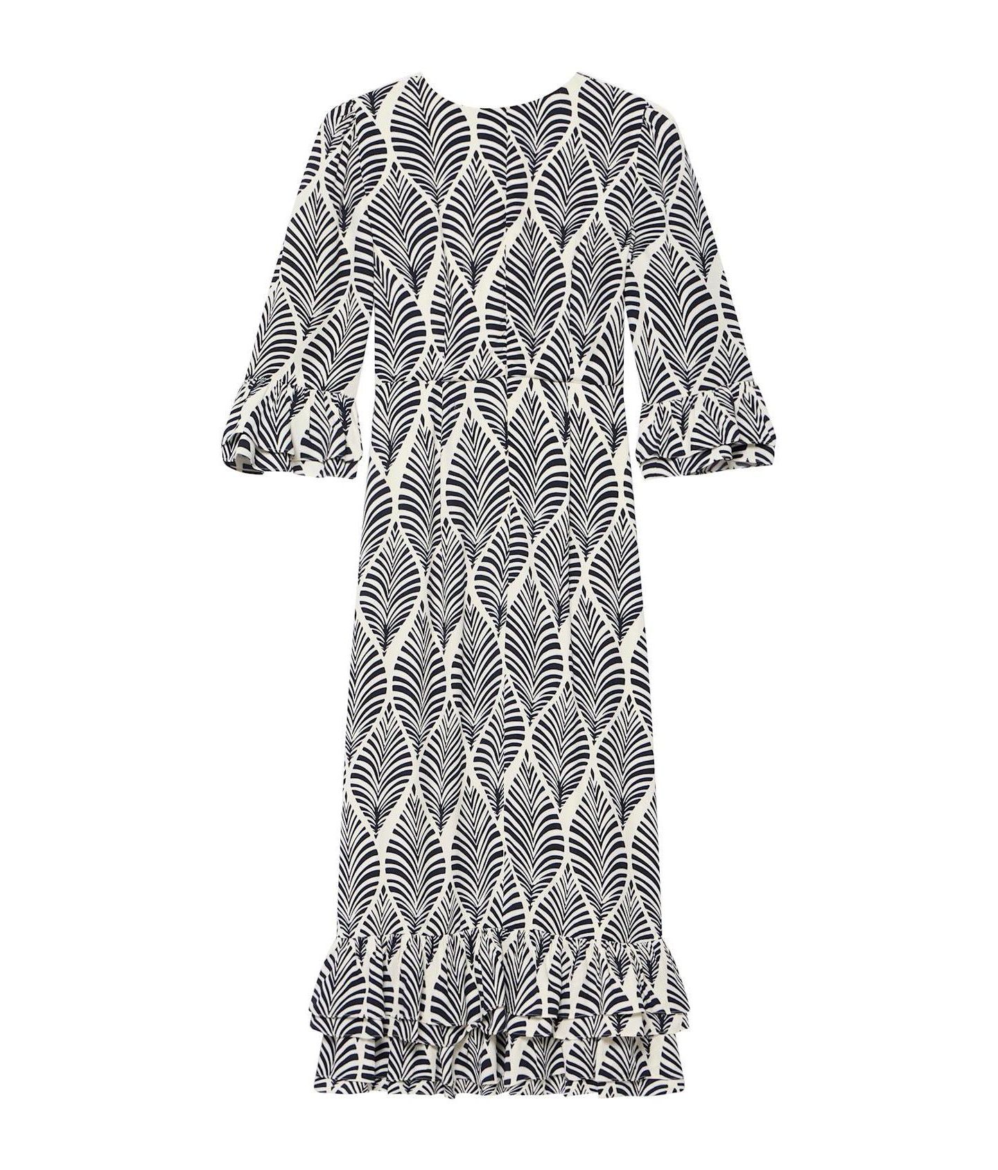 Женское платье Mint Velvet Printed Tiered-Ruffle Rayon Midi, цвет: Синий — фото 5