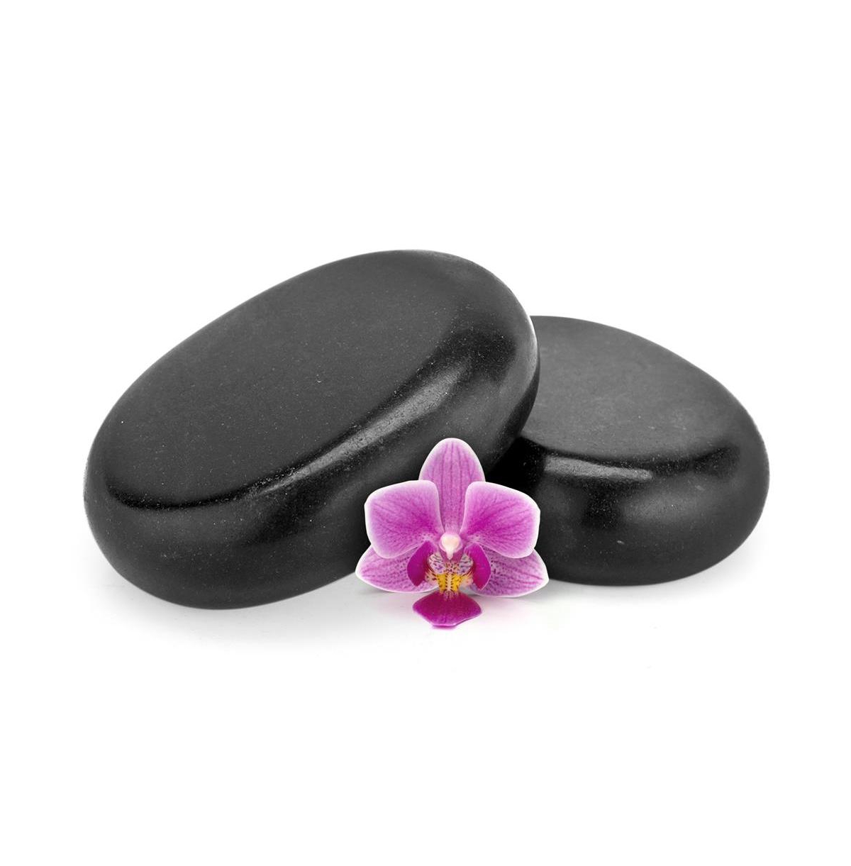SereneLife 2 Pieces Large Massage Stones with Traveling Bag and Small Brown Box - Black
