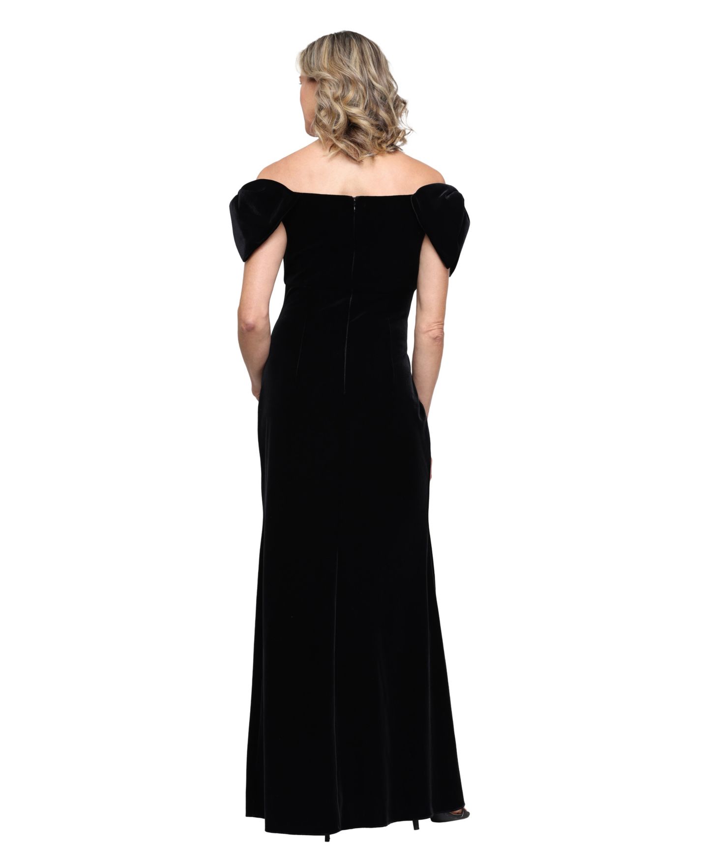 Женское платье Alex Evenings Off-the-Shoulder Velvet Bow Detail, цвет: Чёрный — фото 3
