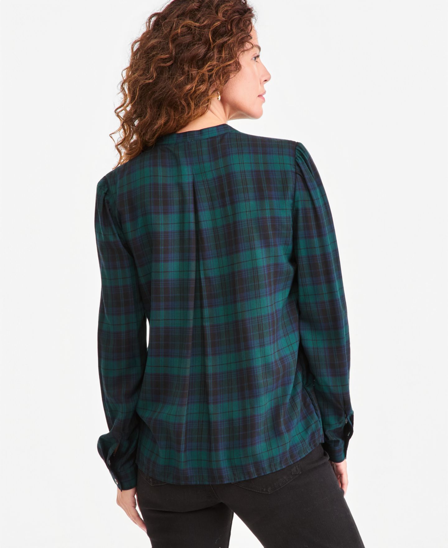 Женская рубашка Style & Co Plaid Long-Sleeve Pleat Front, цвет: Клетчатый — фото 4
