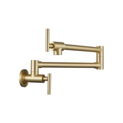Wall Mount Folding Pot Filler Faucet, Brass with Dual Handles, 360degree(s) Swivel Kitchen Faucet