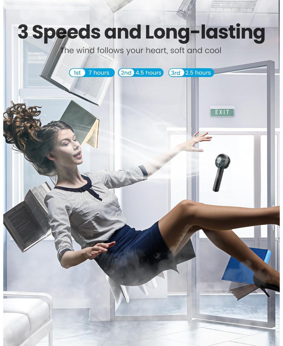 Gaiatop Mini Portable Fan, Small and Powerful, Cute Design 3 Speed Personal Handheld fan and Desktop with Base