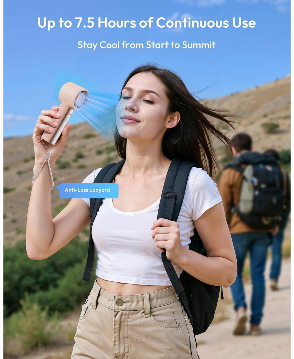 Gaiatop Small Handheld Personal Fan, Powerful High Speed Turbo Cooling, Usb Rechargeable Mini Portable Fan for Travel, Outdoor Essentials