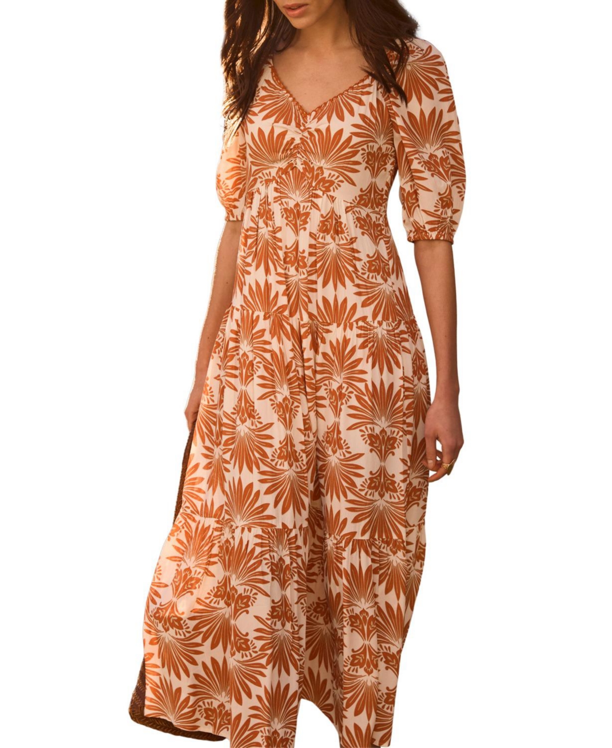 Mint Velvet Women's Floral V-Neck A-Line Midi Dress