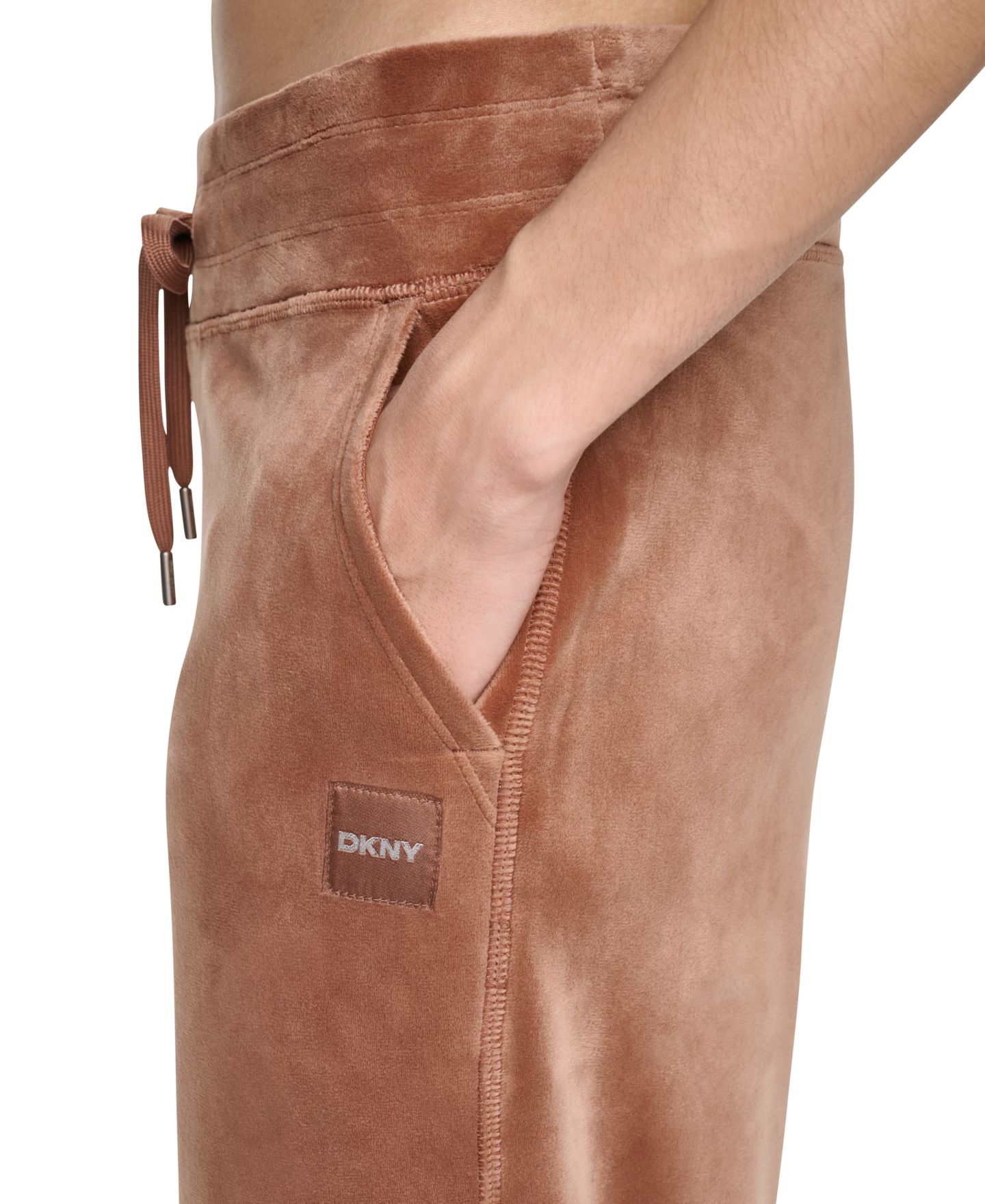 Женские брюки DKNY Sport Mid-Rise Super-Soft Velour Wide-Leg Track Pants, цвет: Чёрный — фото 10