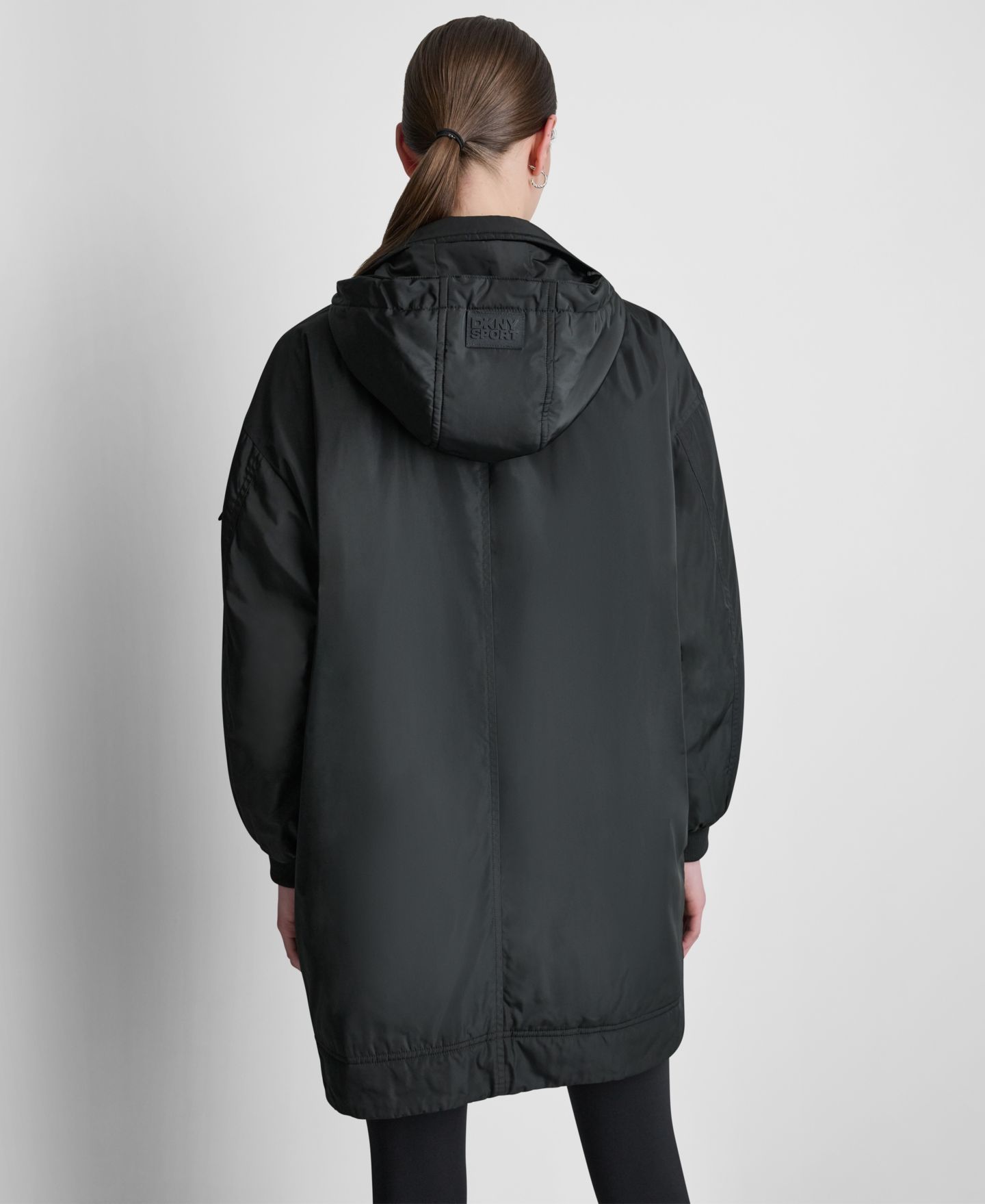 Женская куртка DKNY Sport Removable Hood Long Flight Quilted-Lined, цвет: Чёрный — фото 5