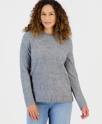 Petite LuxSoft Novelty Stitch Crewneck Sweater