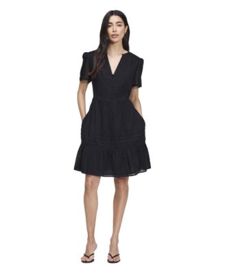Women's Fit & Flare Cotton V-Neck Short Dress