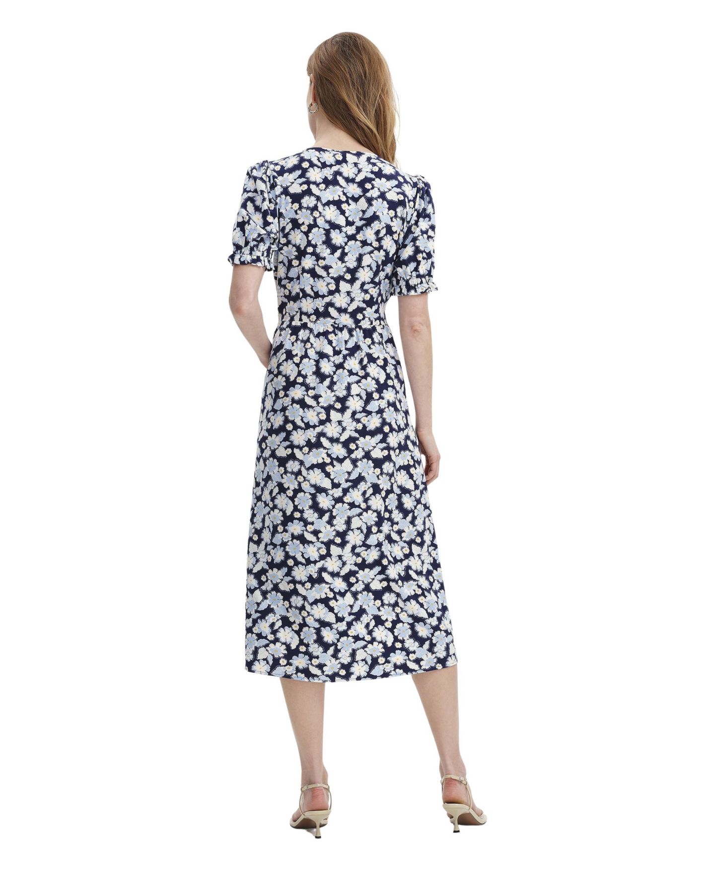 Женское платье Finery London Samantha Floral A-Line V-Neck Midi, цвет: Синий — фото 3