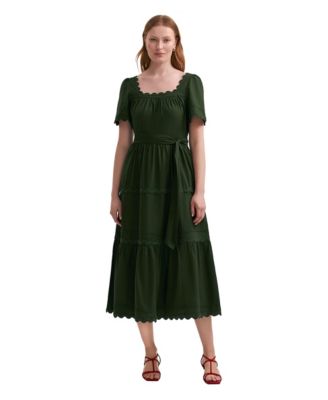 Women's Corina Square Neck Short-Sleeve Tiered Midi Dress