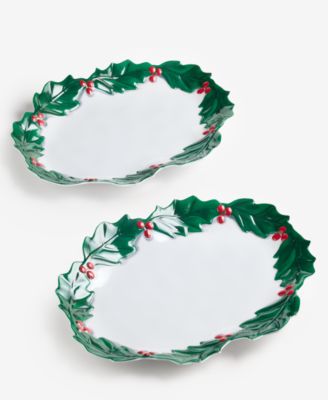 Melamine Holly Tray, Set of 2
