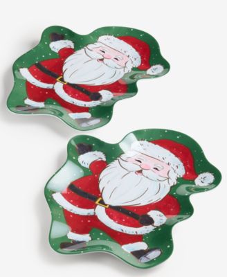 Melamine Santa-Shaped Platter, Set of 2