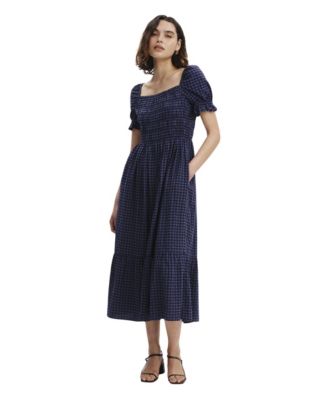 Women's Dawn Short-Sleeve Gingham Midi Dress