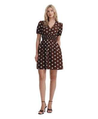Women's Meadow Polka-Dot Fit & Flare V-Neck Dress