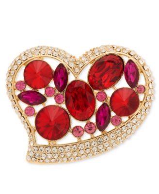 Multi-Stone Crystal Heart Pin
