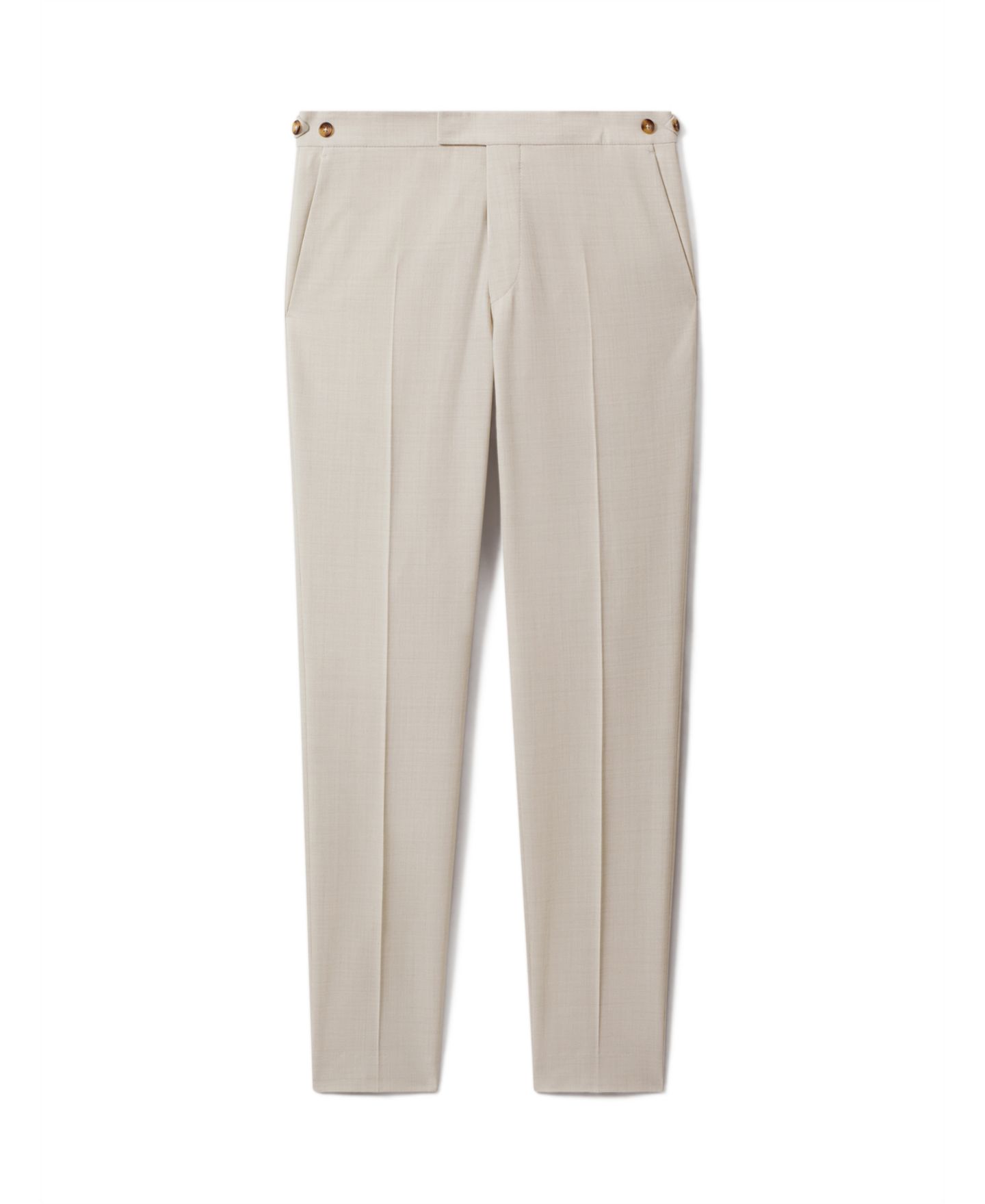 Мужские брюки REISS Belmont Wool-Blend Flat-Front Side-Adjuster Suit, цвет: Серо-бежевый — фото 5