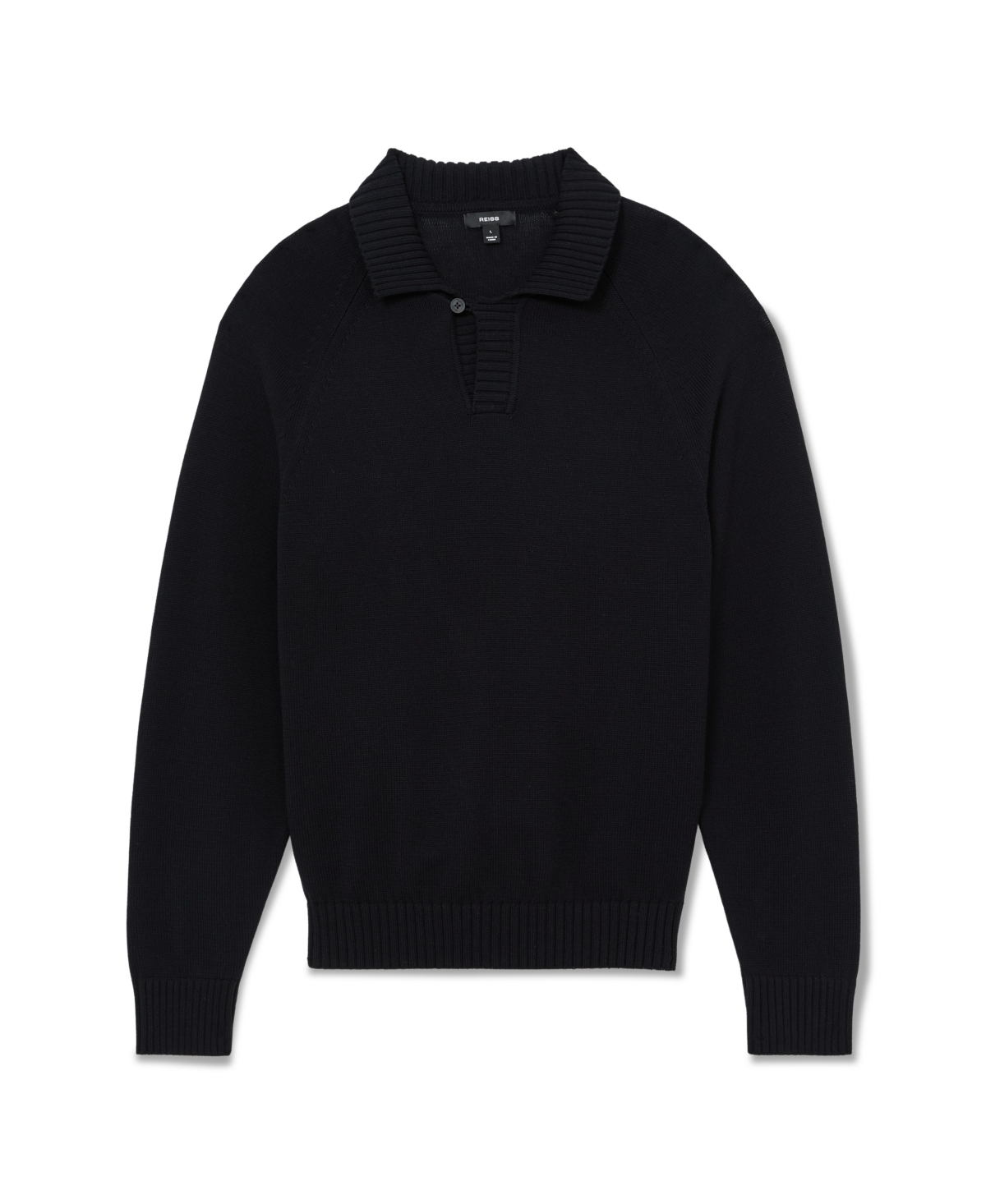 Reiss Men's Ashdown Long-Sleeve Open-Collar Raglan Sweater