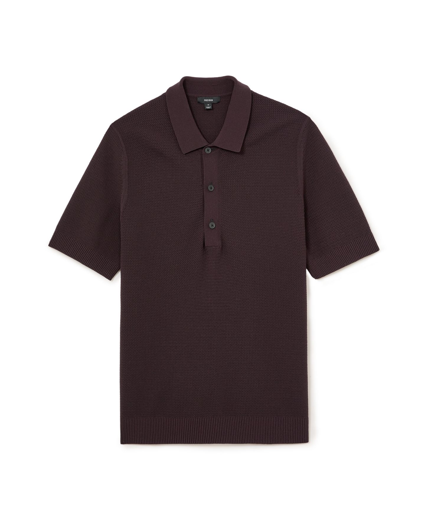 Мужское поло REISS Warren Basket-Stitch Regular-Fit Polo Shirt — фото 5