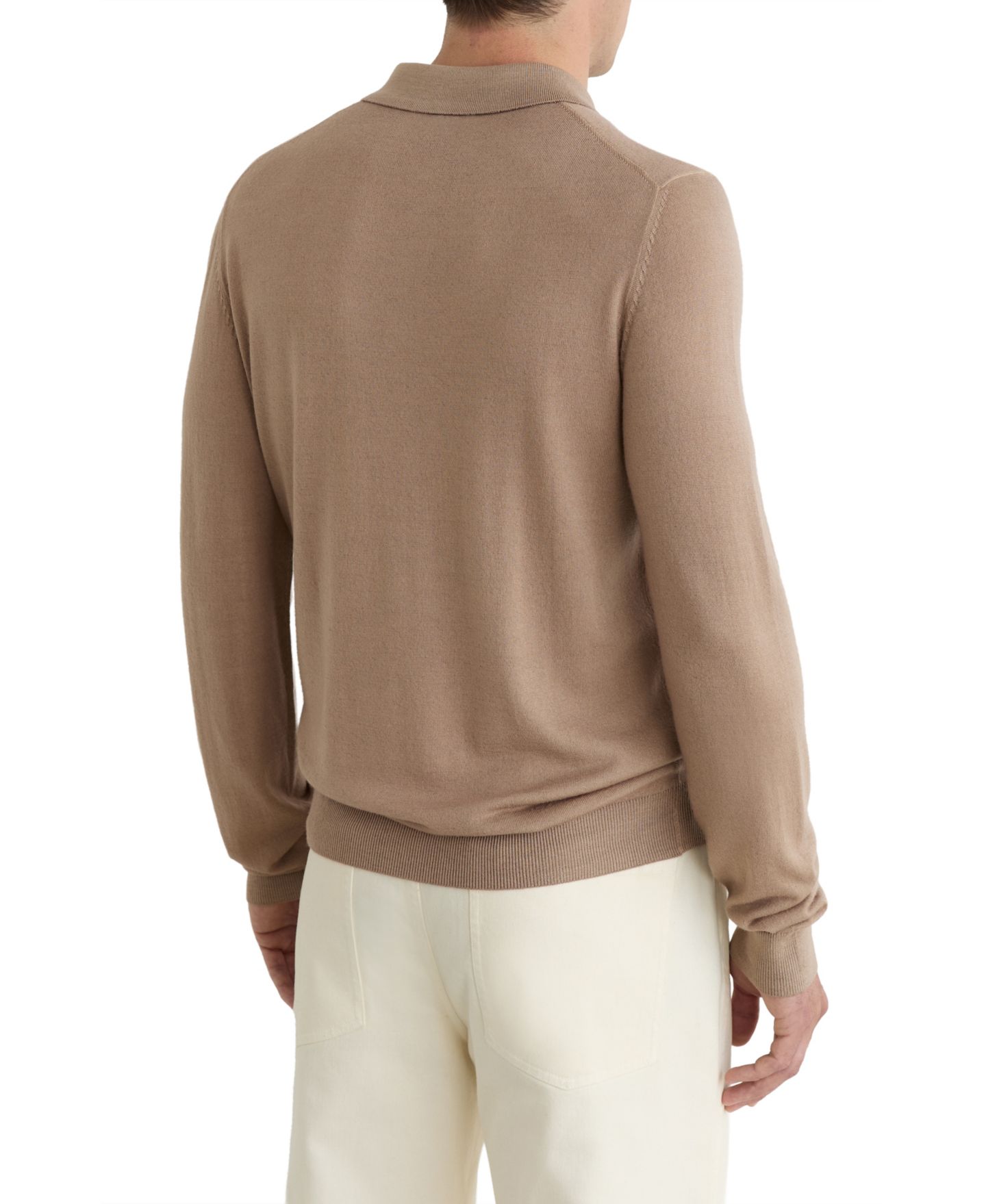 Мужское поло REISS Jay Slim-Fit Pigment-Dyed Merino Wool Long-Sleeve Polo Shirt, цвет: Серо-коричневый коричневый — фото 2
