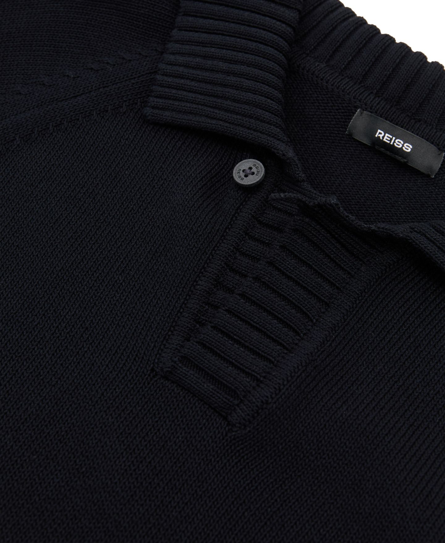Мужской свитер REISS Ashdown Long-Sleeve Open-Collar Raglan, цвет: Тёмно-синий — фото 3